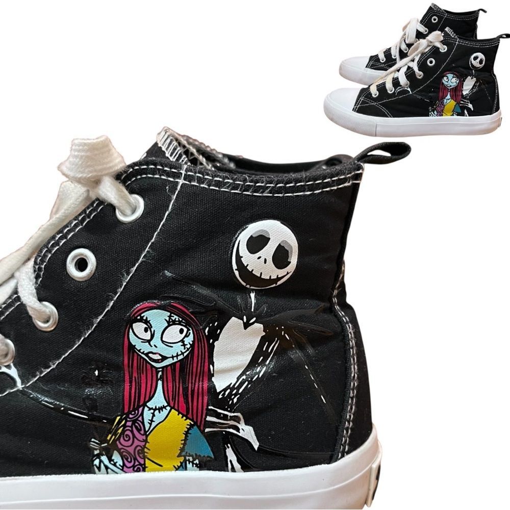 Nightmare Before Christmas Kids Sneakers High Top Black White Jack Characters
